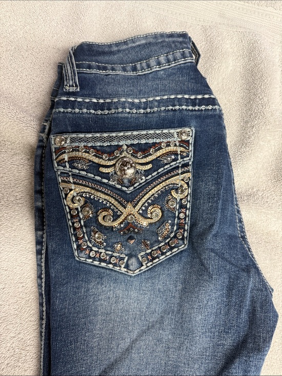 Lamasini Denim - Embellished Dark Blue Skinny Women’s Jeans with Decorative Pocket